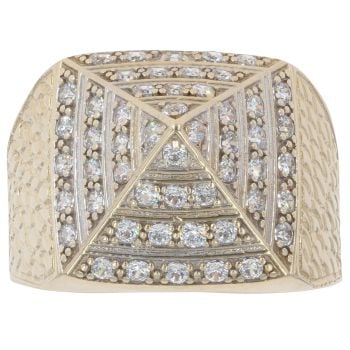 9ct Yellow Gold Cubic Zirconia Pyramid Ring