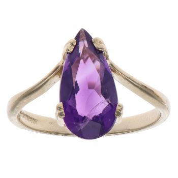 9ct Yellow Gold Amethyst Single Stone Ring