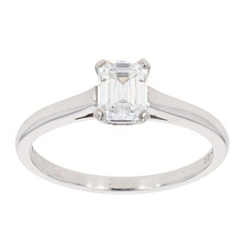 Platinum 0.70ct Diamond Emerald Cut Solitaire Ring