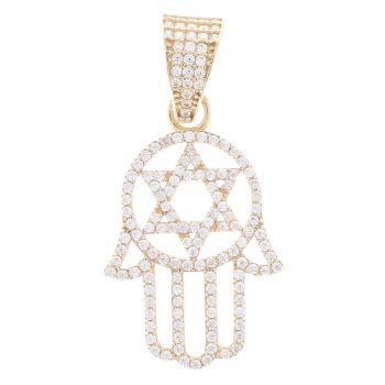 9ct Yellow Gold Hamza Hand Pendant