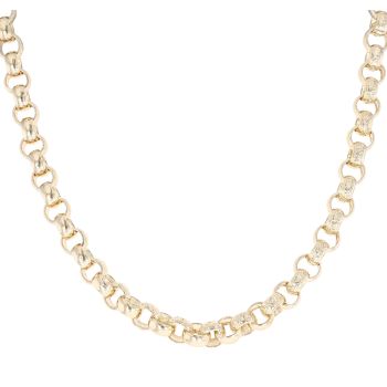 9ct Yellow Gold Patterned and Plain Belcher Chain 20"