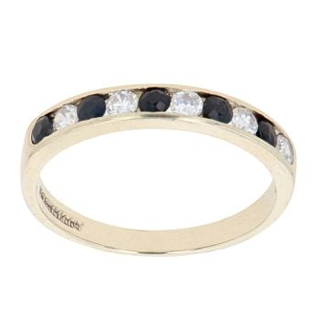 9ct Yellow Gold Sapphire And Cubic Zirconia Half Eternity Ring
