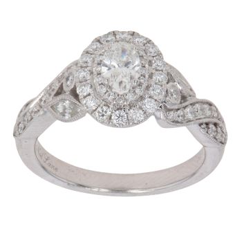 14ct White Gold 0.87ct Oval, Marquise And Brilliant Cut Diamond Cluster Ring