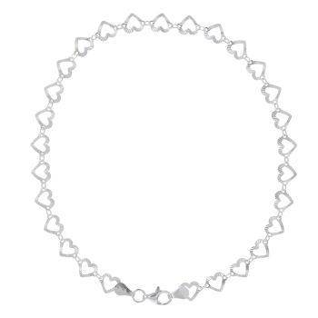 Silver Diamond Cut Hearts Anklet Bracelet 10"