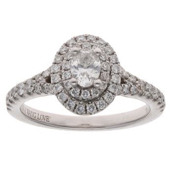 Vera Wang 18ct White Gold 0.75ct Oval And Brilliant Cut Diamond Cluster Ring