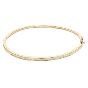 18ct Yellow Gold 0.75ct Princess Cut Diamond Bangle