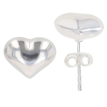 Silver Heart Stud Earrings