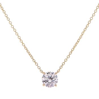 9ct Yellow Gold 1.00ct Brilliant Cut Lab Grown Diamond Solitaire Pendant and Chain 18"