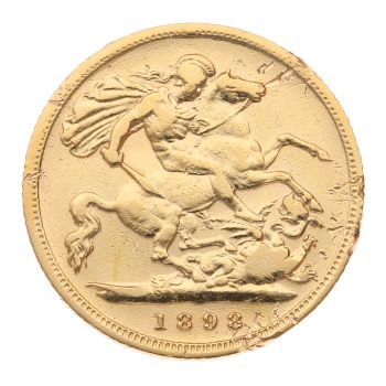 1898 Victoria Old Head UK Half Sovereign Coin