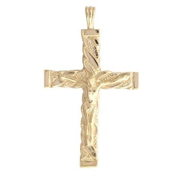 9ct Yellow Gold Engraved Crucifix  Pendant