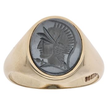 9ct Yellow Gold Haematite Centurion Signet Ring