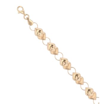 9ct Yellow Gold Hearts Bracelet 7"