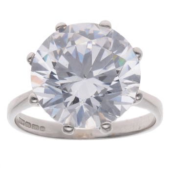 9ct White Gold Cubic Zirconia Single Stone Ring