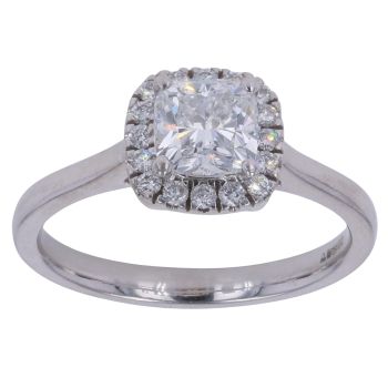 18ct White Gold 1.15ct Cushion and Brilliant Cut Lab Grown Diamond Cluster Ring