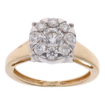 18ct Yellow Gold 0.75ct Diamond Cluster Ring