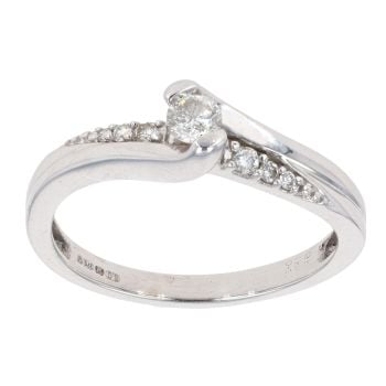 9ct White Gold 0.17ct Twist Diamond Solitaire Ring
