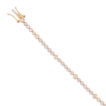 18ct Yellow Gold 1.30ct Brilliant Cut Diamond Tennis Bracelet 7.5"