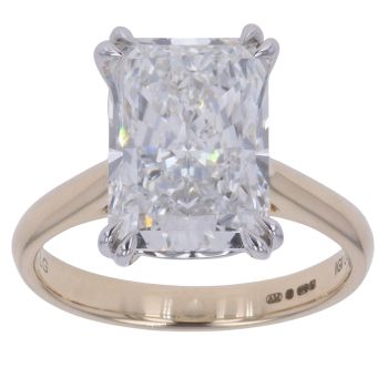 9ct Yellow Gold 5.00ct Radiant Cut Lab Grown Diamond Solitaire Ring