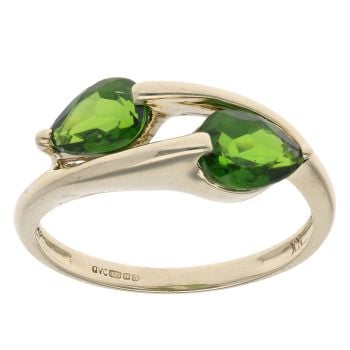 9ct Yellow Gold Diopside Two Stone Ring
