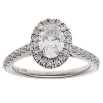 Platinum 1.00ct Oval and Brilliant Cut Diamond Solitaire Ring