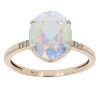 9ct Yellow Gold 0.05ct Diamond and Coated Topaz Solitaire Ring