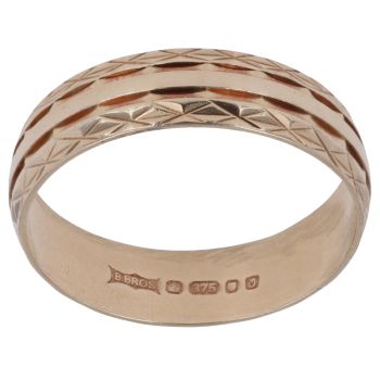 9ct Yellow Gold Patterned Wedding Band 4.8mm