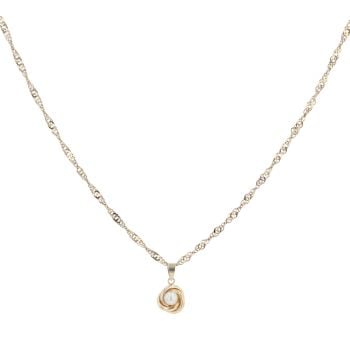 9ct Yellow Gold Pearl Knot Pendant And Chain 18"
