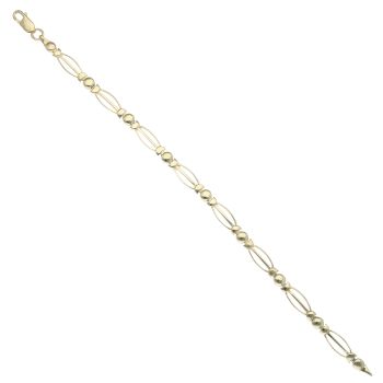 9ct Yellow Gold Oval And Bar Link Fancy Bracelet 7.5"