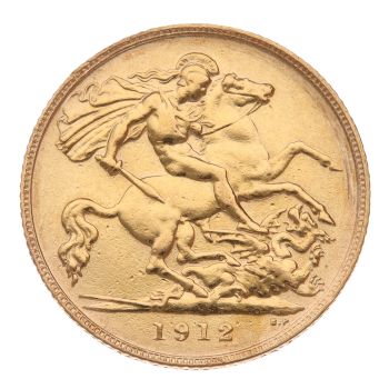 1912 George V Large Head UK Half Sovereign Coin