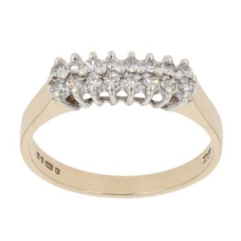 9ct Yellow Gold 0.25ct Two Row Diamond Ring