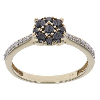 9ct Yellow Gold 0.50ct Brilliant Cut Black and White Cluster Ring