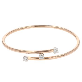 18ct Rose Gold 0.60ct Brilliant Cut Diamond and Crossover Bangle