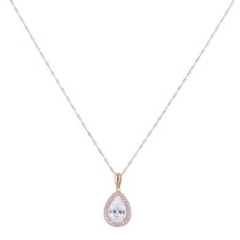 9ct Rose Gold Cubic Zirconia Cluster Pendant and Chain 20"