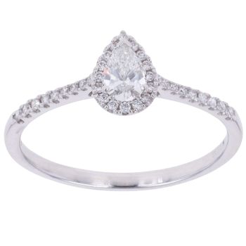 9ct White Gold 0.50ct Brilliant and Pear Cut Lab Grown Diamond Cluster Ring