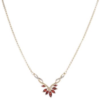 9ct Yellow Gold 0.01ct Diamond and Garnet Necklace 18"
