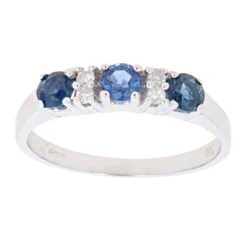 18ct White Gold 0.10ct Diamond And Sapphire Dress Ring