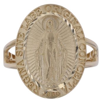 14ct Yellow Gold Our Lady Disc Ring