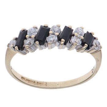 9ct Yellow Gold Cubic Zirconia and Sapphire Fancy Ring