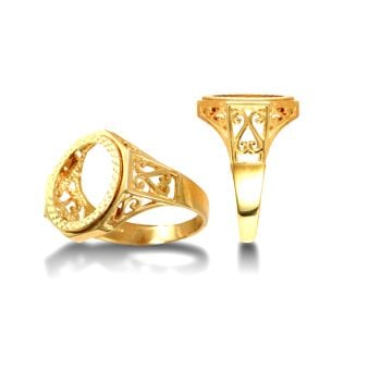 9ct Yellow Gold Scroll Tenth Krugerrand Ring Mount