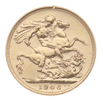 1906 Edward VII Large Head UK Full Sovereign Coin