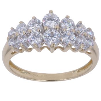 14ct Yellow Gold Cubic Zirconia Two Row Ring