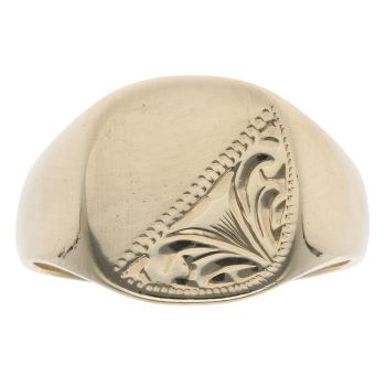 9ct Yellow Gold Square Patterned Signet Ring