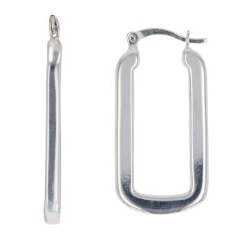 Silver Rectangular Hoop Earrings By Icesia