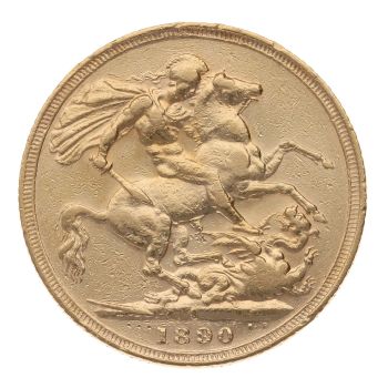 1890 Victoria Jubilee Head Australia Full Sovereign Coin