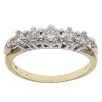 18ct Yellow Gold 0.50ct Brilliant Cut Diamond Five Stone Ring