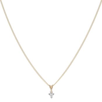 9ct Yellow Gold 0.15ct Diamond Solitaire Pendant and Chain 18"