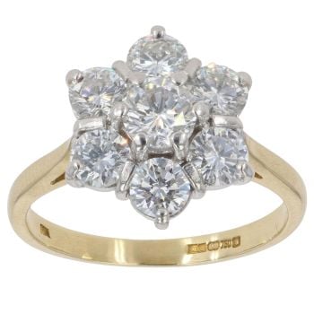 18ct Yellow Gold 1.85ct Brilliant Cut Diamond Cluster Ring