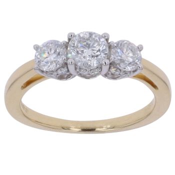 18ct Yellow Gold 1.00ct Diamond Trilogy Ring