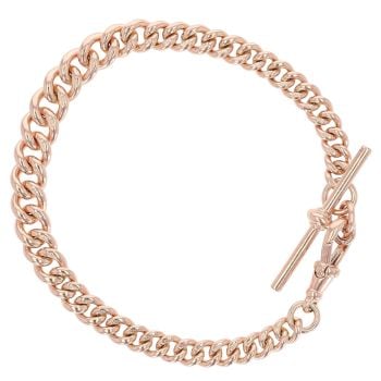 9ct Rose Gold Curb T-Bar Bracelet 7.5"