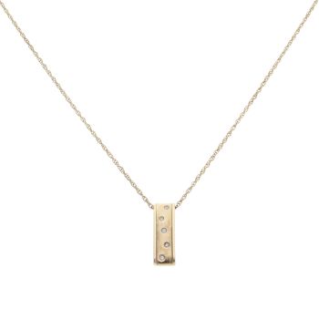 9ct Yellow Gold 0.05ct Diamond Fancy Pendant And Chain 16"